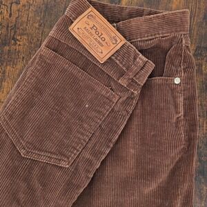 Polo Ralph Lauren Corduroy Pants Women 14 Brown Vintage Made in USA High Rise